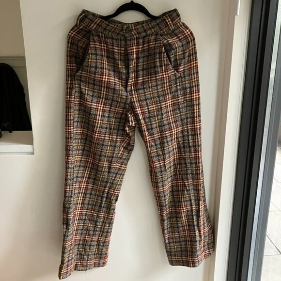 free people plaid pants - Picture 1 of 3